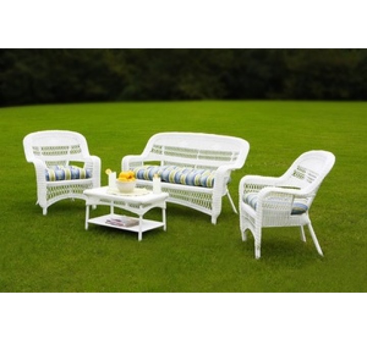 Tortuga Outdoor Portside Coastal White 4-Piece Seating Set