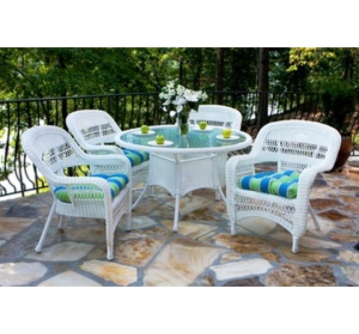 Tortuga Outdoor Portside Coastal White 5-Piece Dining Set - Lifestyle