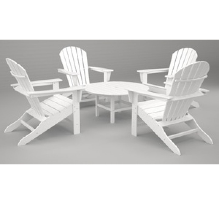 Poly-Wood South Beach Adirondack 5-Pc. Conversation Group in White