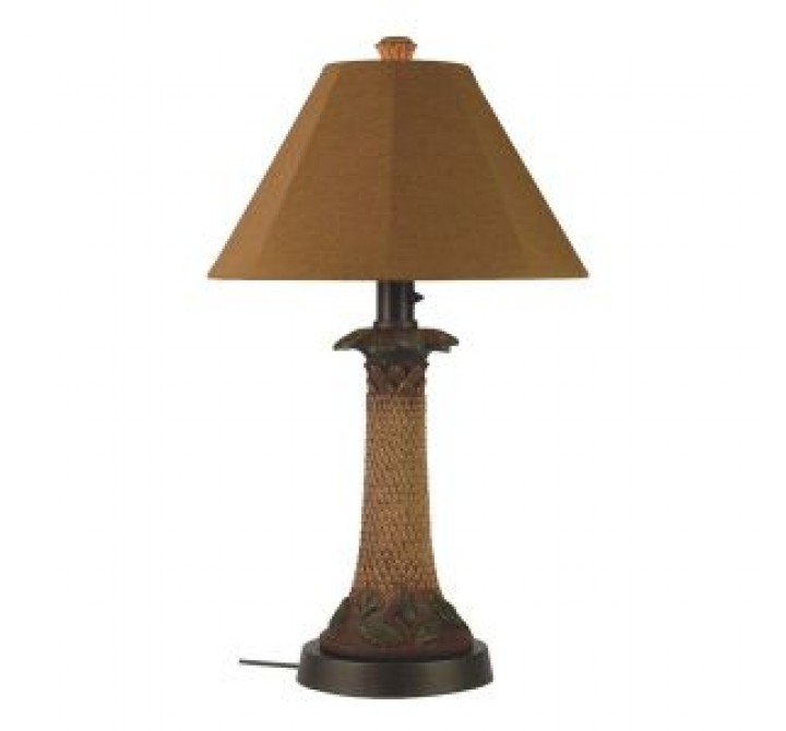 Patio Concepts Palm 35" Outdoor Table Lamp with Teak Sunbrella Shade