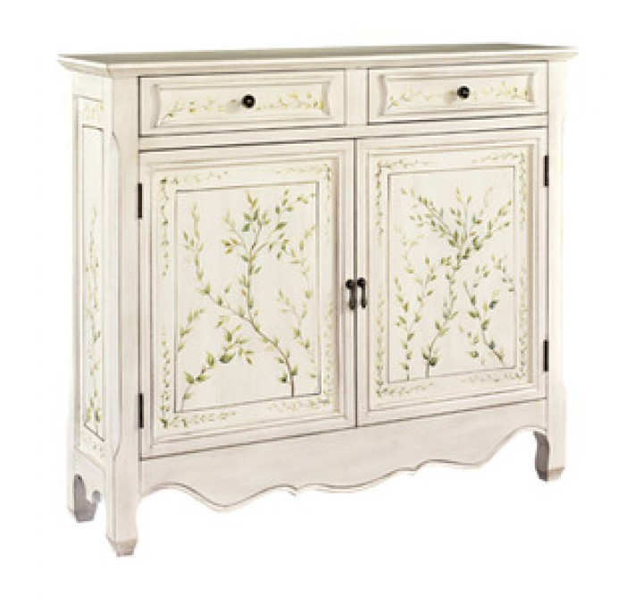 Powell White Hand Painted 2-Door Console