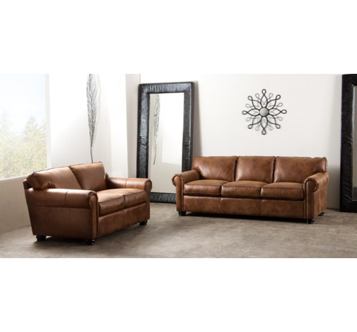 Diamond Sofa Rexford Sofa & Loveseat in Bomber Brown