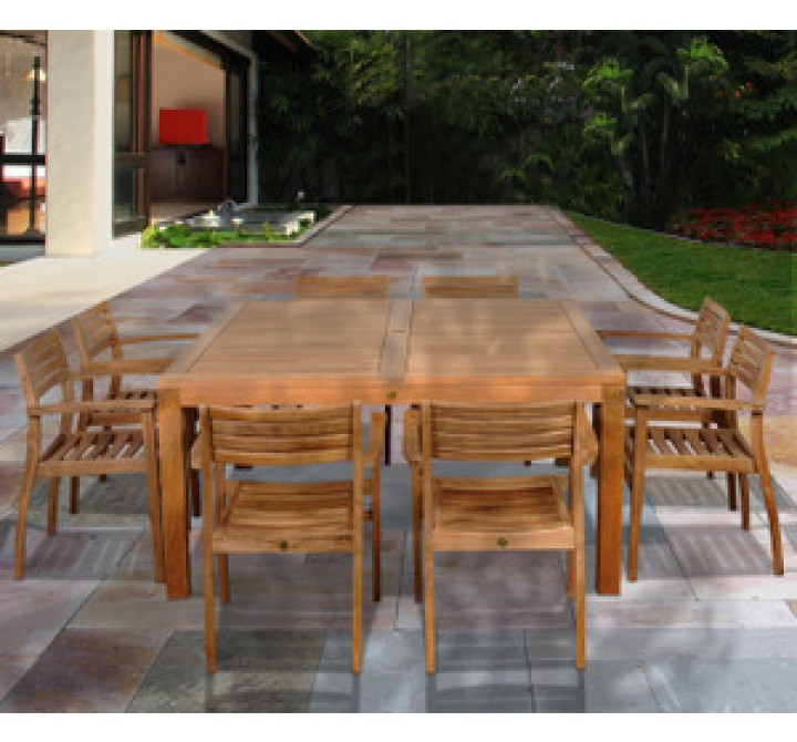 International Home Miami Amazonia Teak Victoria 9 pc Teak Square Dining Set