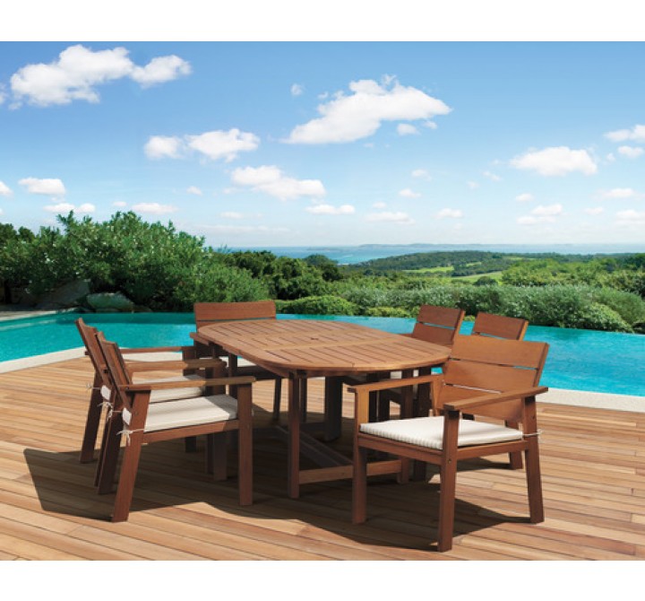 International Home Miami Amazonia Nelson Eucayptus 7 piece Oval Extendable Patio Dining Set