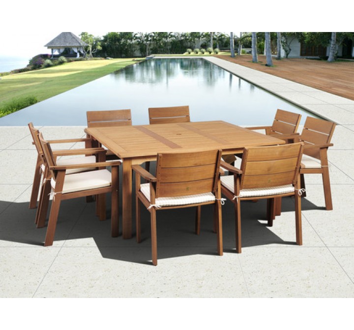 International Home Miami Amazonia Nelson Eucalyptus 9 piece Square Patio Dining Set