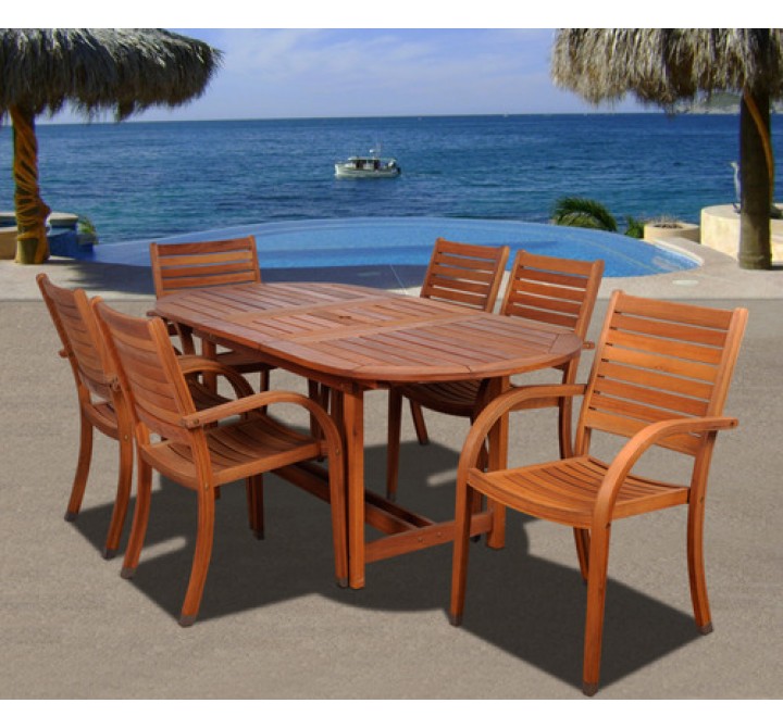 International Home Miami Amazonia Arizona 7 pc Eucalyptus Oval Dining Set