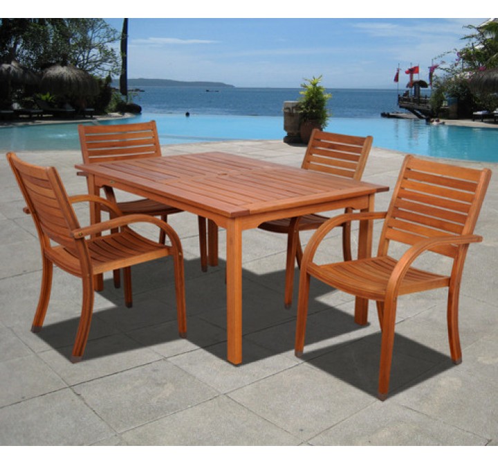 International Home Miami Amazonia Arizona 5 pc Eucalyptus Rectangular Dining Set