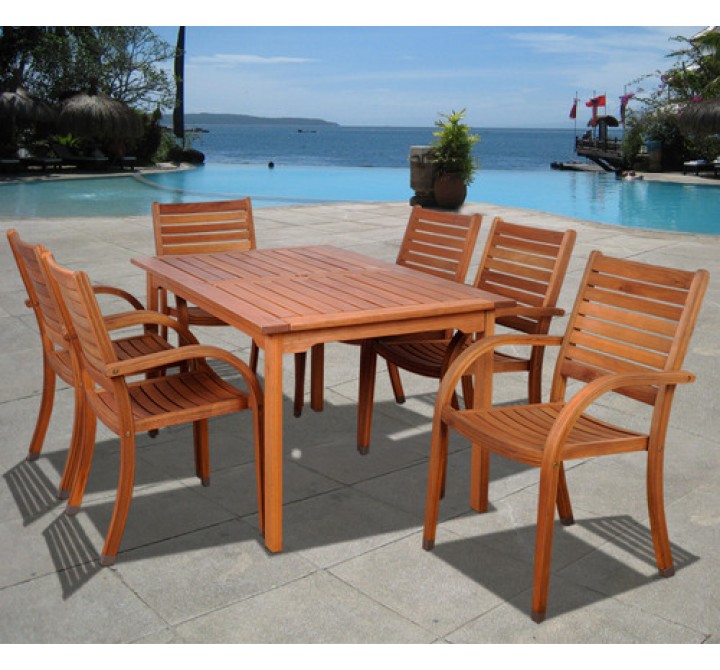 International Home Miami Amazonia Arizona 7 pc Eucalyptus Rectangular Dining Set
