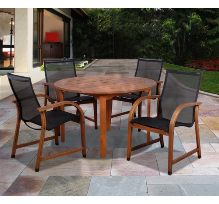 International Home Miami Amazonia Bahamas 5 Pc Eucalyptus Round Dining Set