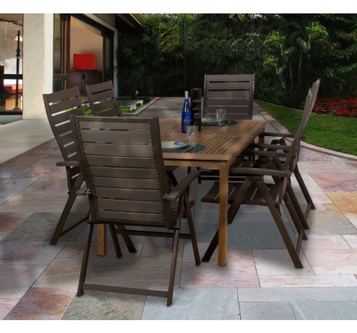 International Home Miami Amazonia Teak Dusseldorf 7-pc Teak/Faux Wood Dining Set