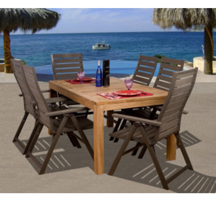 International Home Miami Amazonia Teak Helsinki 7-pc Teak/ Faux Wood Dining Set