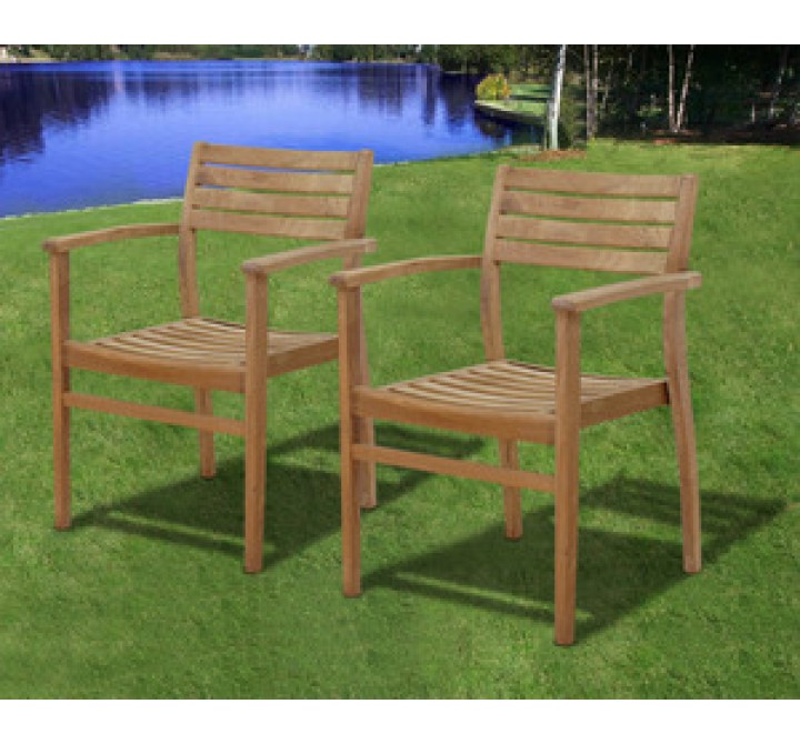 International Home Miami Amazonia Teak Coventry Teak Stacking Chairs