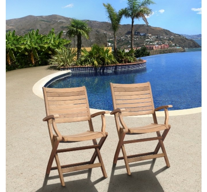 International Home Miami Amazonia Teak Dublin 2 pc Teak Folding Armchairs