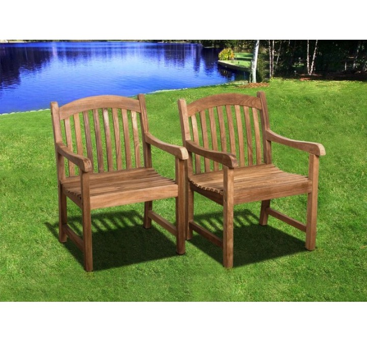 International Home Miami Amazonia Teak Newcastle Teak Armchairs