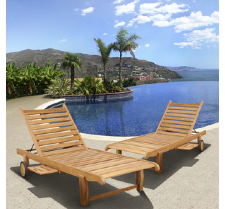 International Home Miami Amazonia Teak Cairo 2 pc Teak Loungers