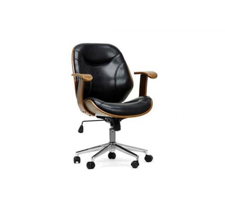 Baxton Studio Rathburn Walnut and Black Modern Office Chair
