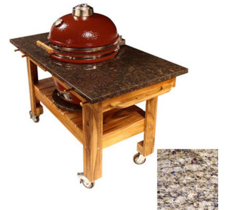 Fireside America Acacia Cart with Amber Cloudburst Granite Top and Riser