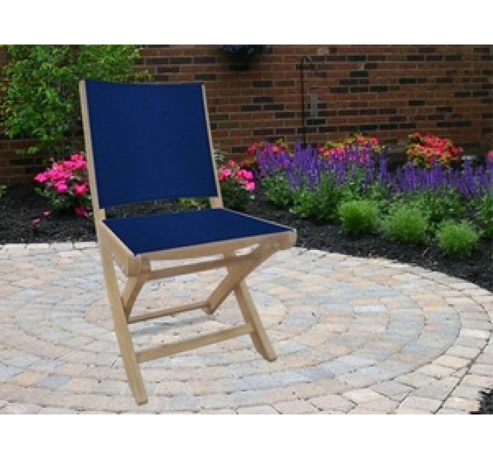 Royal Teak SailMate Folding Chair Navy Sling - Armless