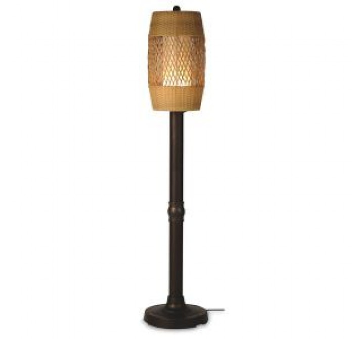 Patio Concepts Tonga 58"/70" Floor Lamp with 2"/3" in Weave Antique Honey  Wicker Barrel Shade