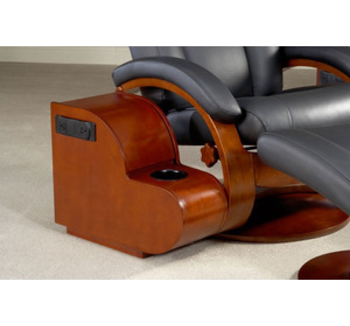 Mac Motion Theater Table with Storage Finish in Merlot and Walnut