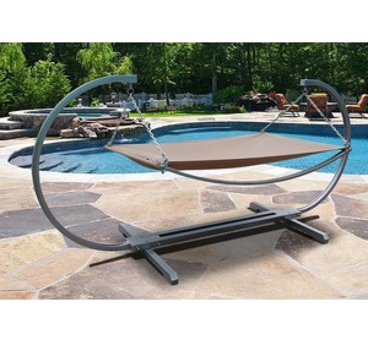 Vifah Modern Outdoor Steel Stand and Polyester Hammock Bed Set