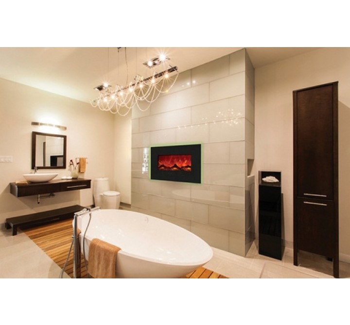 Amantii Enhanced 26" Electric Fireplace-36" x 23" Black Glass Surround