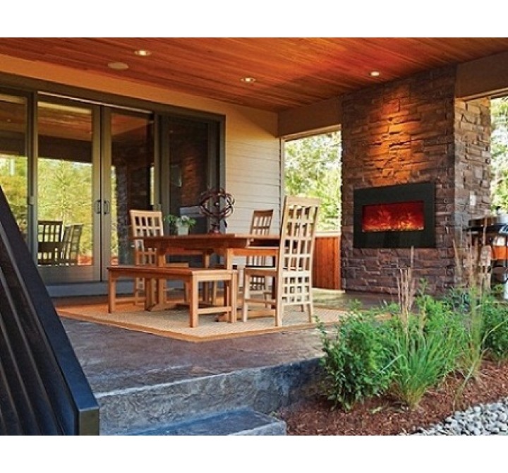 Amantii Top Heat 28" Electric Fireplace-34" x 21" Black Glass Surround