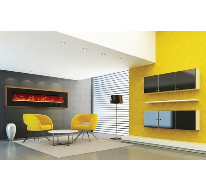 Amantii Enhanced 72" Electric Fireplace-81" x 23" Black Glass Surround