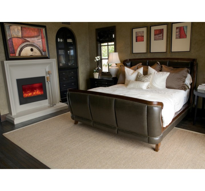 Amantii 26" Electric Fireplace Zero Clearance with 29" x 23" Black Glass Surround