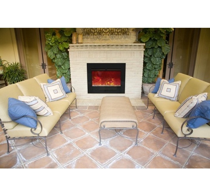 Amantii Electric Fireplace 30" Zero Clearance FLUSHMT Unit-32" x 26" Black Glass Surround