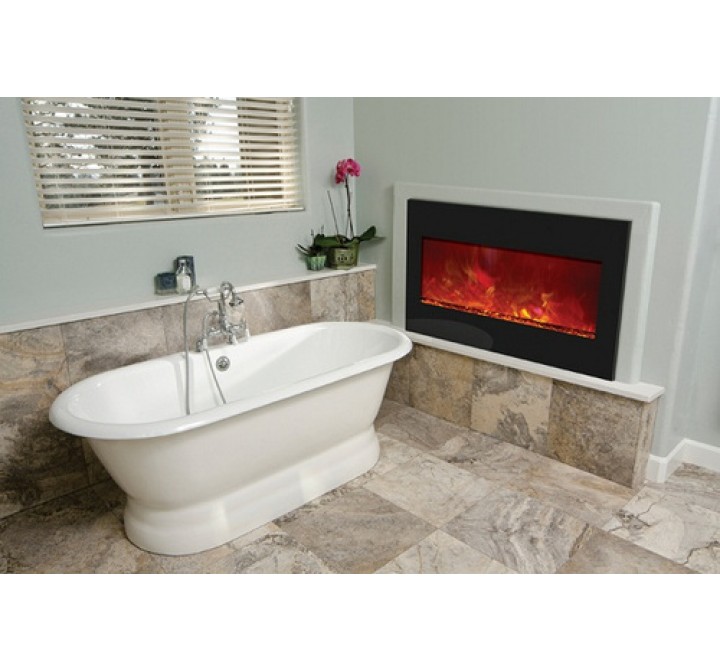 Amantii Electric Fireplace 33" Zero Clearance 36" x 24" Black Glass Surround