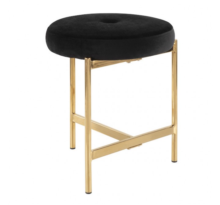 LumiSource Chloe Vanity Stool - BLACK in GOLD Legs
