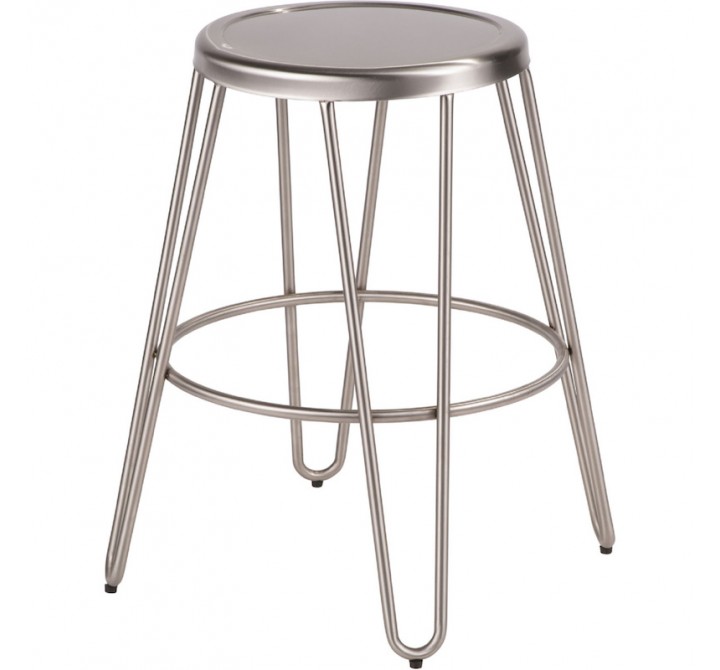 Lumisource Avery Metal Counter Stool in Brushed Stainless Steel - Set of 2