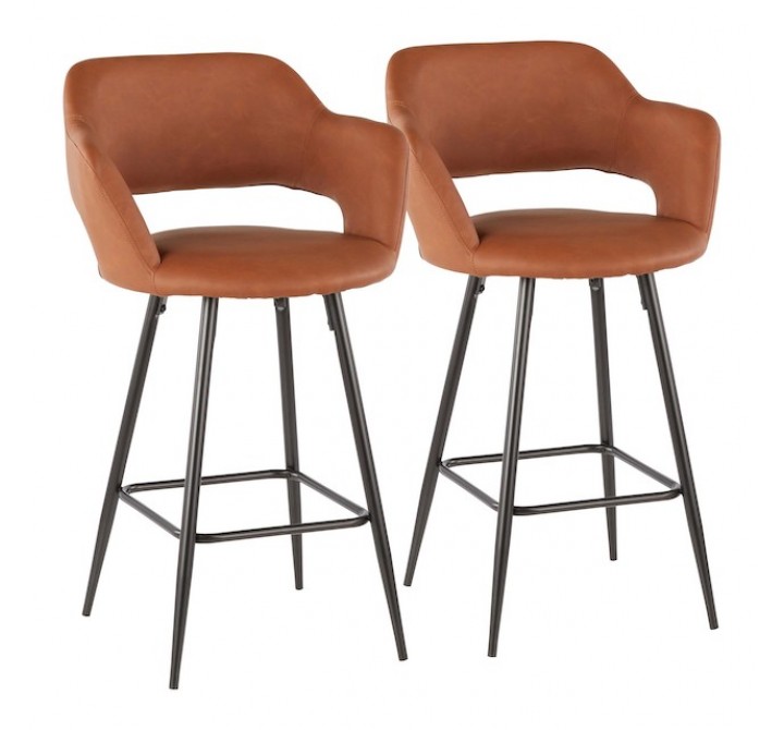 LumiSoure Margarite Counter Stool - Set of 2 - BROWN