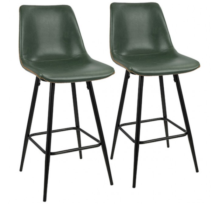 LumiSource Durango Counter Stool - Set of 2 - Green 