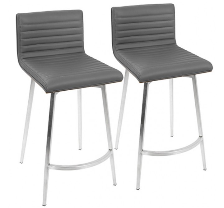 LumiSoure Mason Swivel Counter Stool - Set of 2 - GREY 