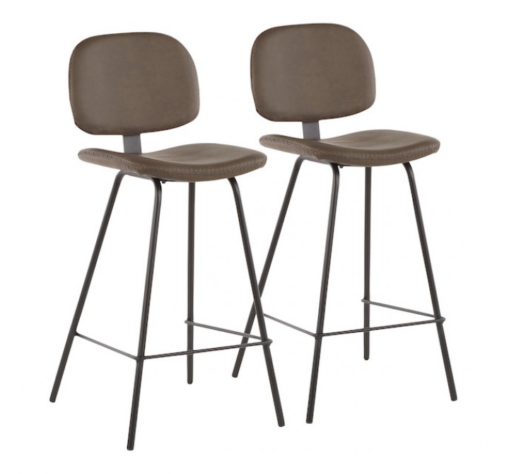 LumiSoure Industrial Nunzio Counter Stool - Set of 2 - BROWN