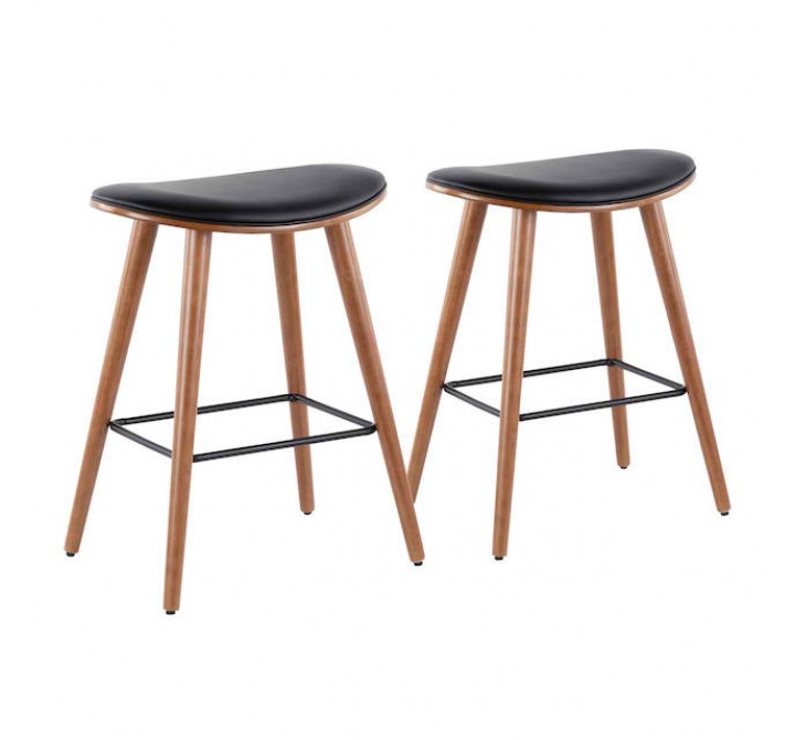 LumiSource Saddle Counter Stool - Set of 2 - BLACK