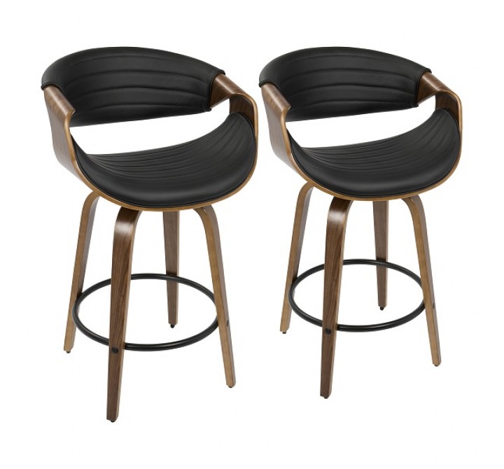 LumiSource Symphony Counter Stool - Set of 2 - BLACK 