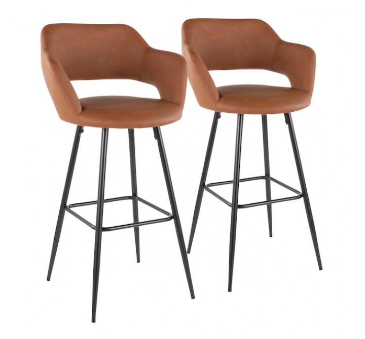 LumiSource Margarite Barstool - Set of 2 - BROWN 