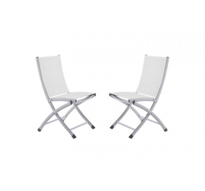 2 Pack Bachelor Aluminum Folding Sling Chair - White