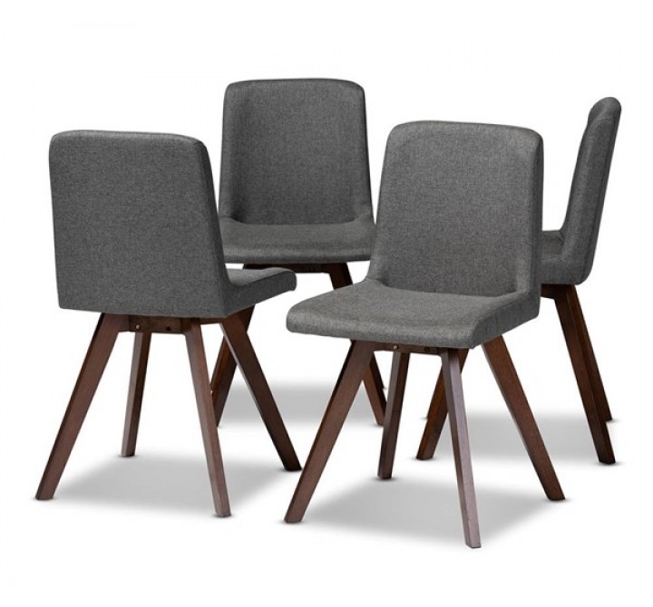 Baxton Studio Pernille Grey Fabric Upholstered Dining Chairs - Set of 4