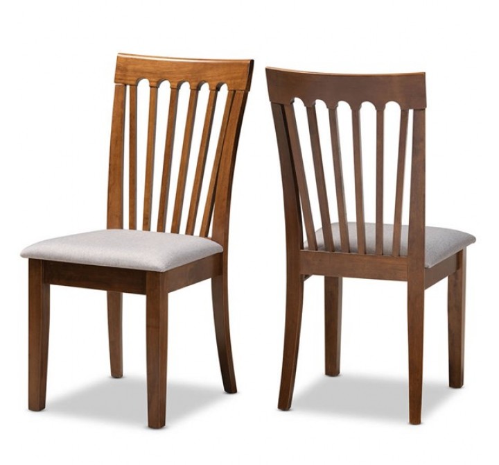 Baxton Studio Minette Grey Walnut Dining Chair - Set of 2