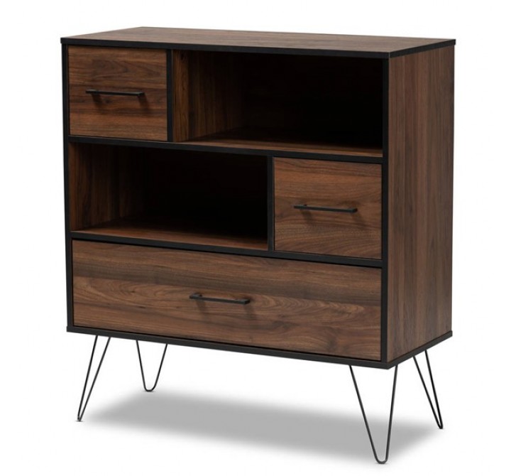 Baxton Studio Charis Two Tone Walnut Brown Wood 1 Drawer Bookcase