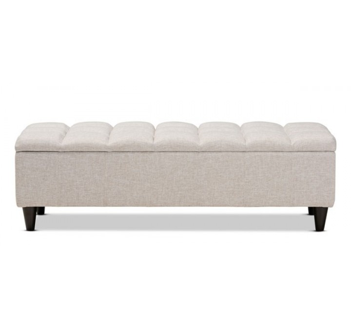 Baxton Studio Brette Beige Fabric Upholstered Storage Bench Ottoman