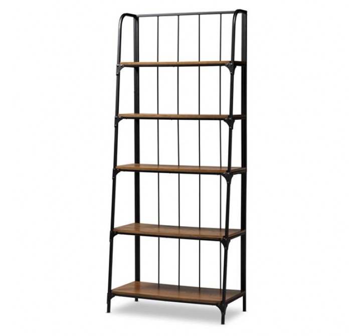 Baxton Studio Ceren Distressed Wood 5 Tier Ladder Shelf