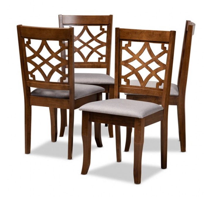Baxton Studio Mael Grey Walnut 4-Piece Dining Chair Set
