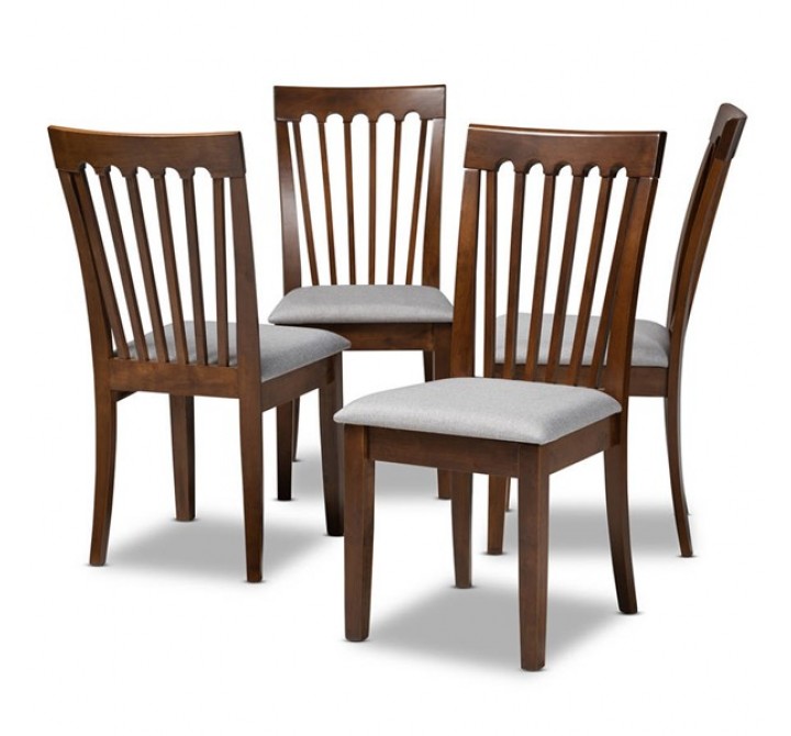 Baxton Studio Minette Grey Walnut Wood Dining Chairs - Set of 4