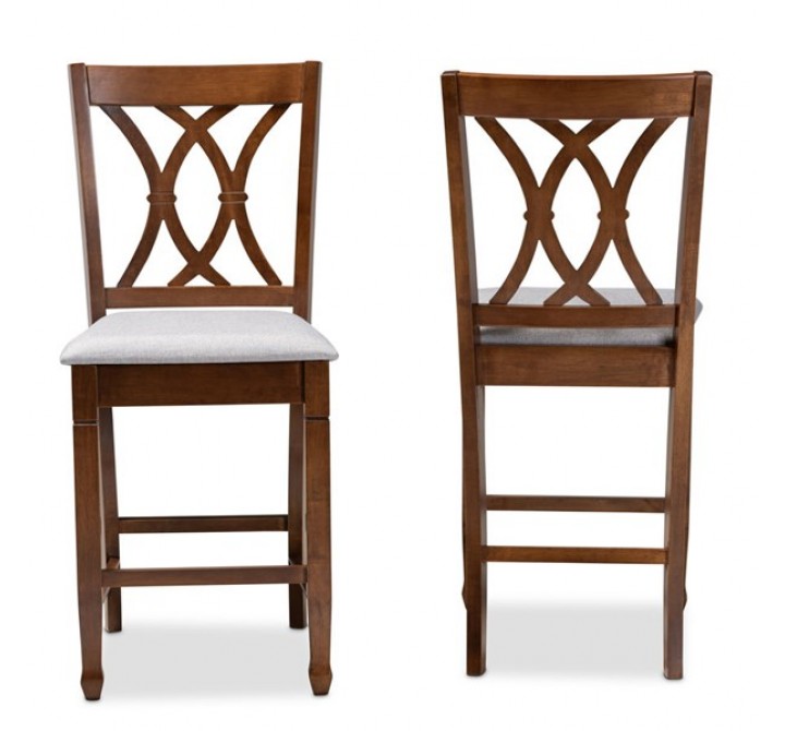 Baxton Studio Reneau Upholstered 2-Piece Wood Counter Height Pub Chair Set