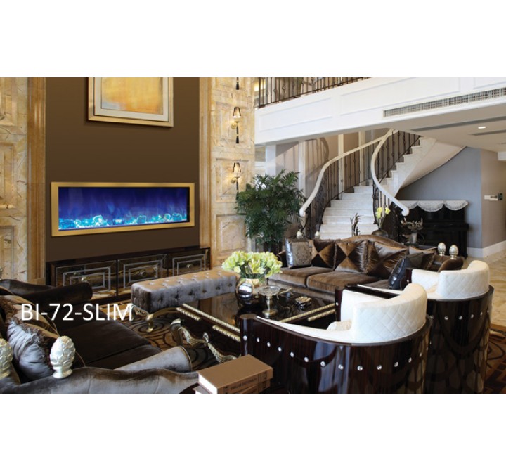 Amantii 72" Slim Electric Built-in w/ Black Steel Surround